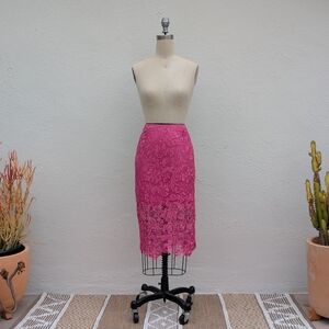 Bisou Bisou Fuchsia Lace Pencil Skirt Size Small